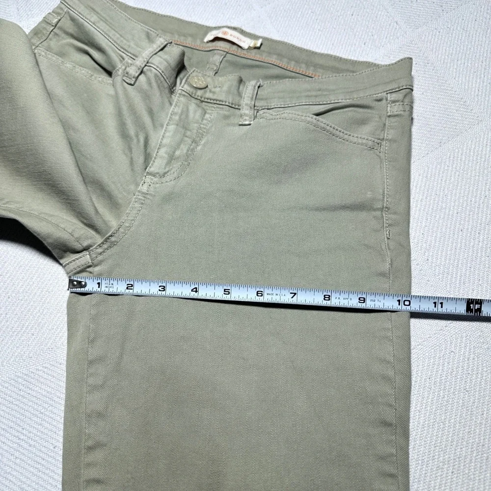 Tory Burch Emmy Ankle Pants Womens 29 Slim Straight Button Hem Olive Green